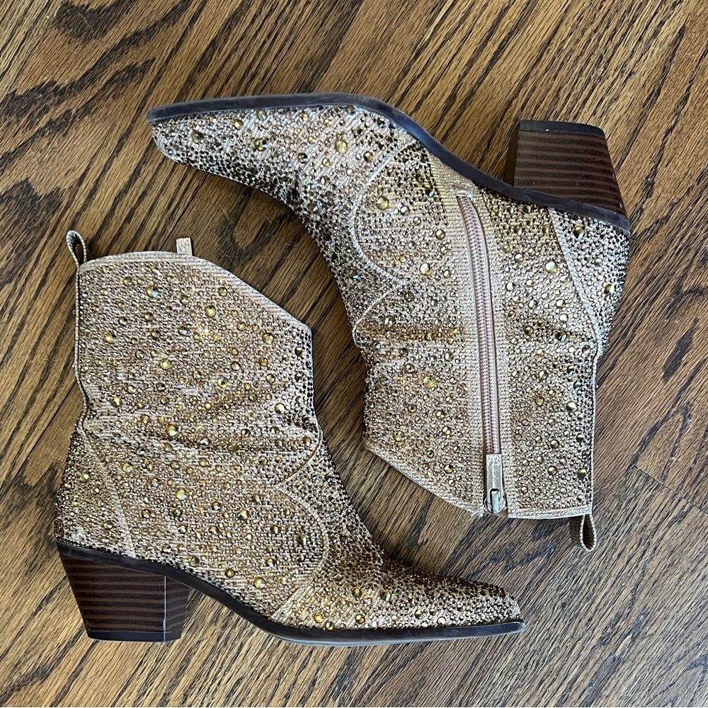 Gold Rhinestone Western Booties - Picture 3 of 9